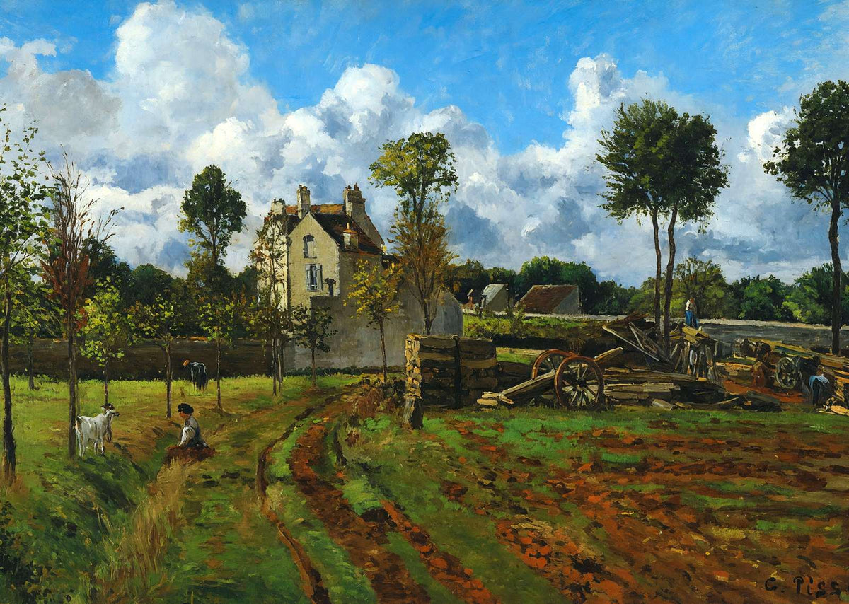 Landscape at Pontoise Art Print 1873 Painting by Camille Pissarro (6 Sizes)