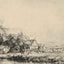 Landscape with a Cow Drinking Art Print 1649 Drawing by Rembrandt (6 Sizes)