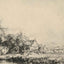 Landscape with a Cow Drinking Art Print 1649 Drawing by Rembrandt (6 Sizes)
