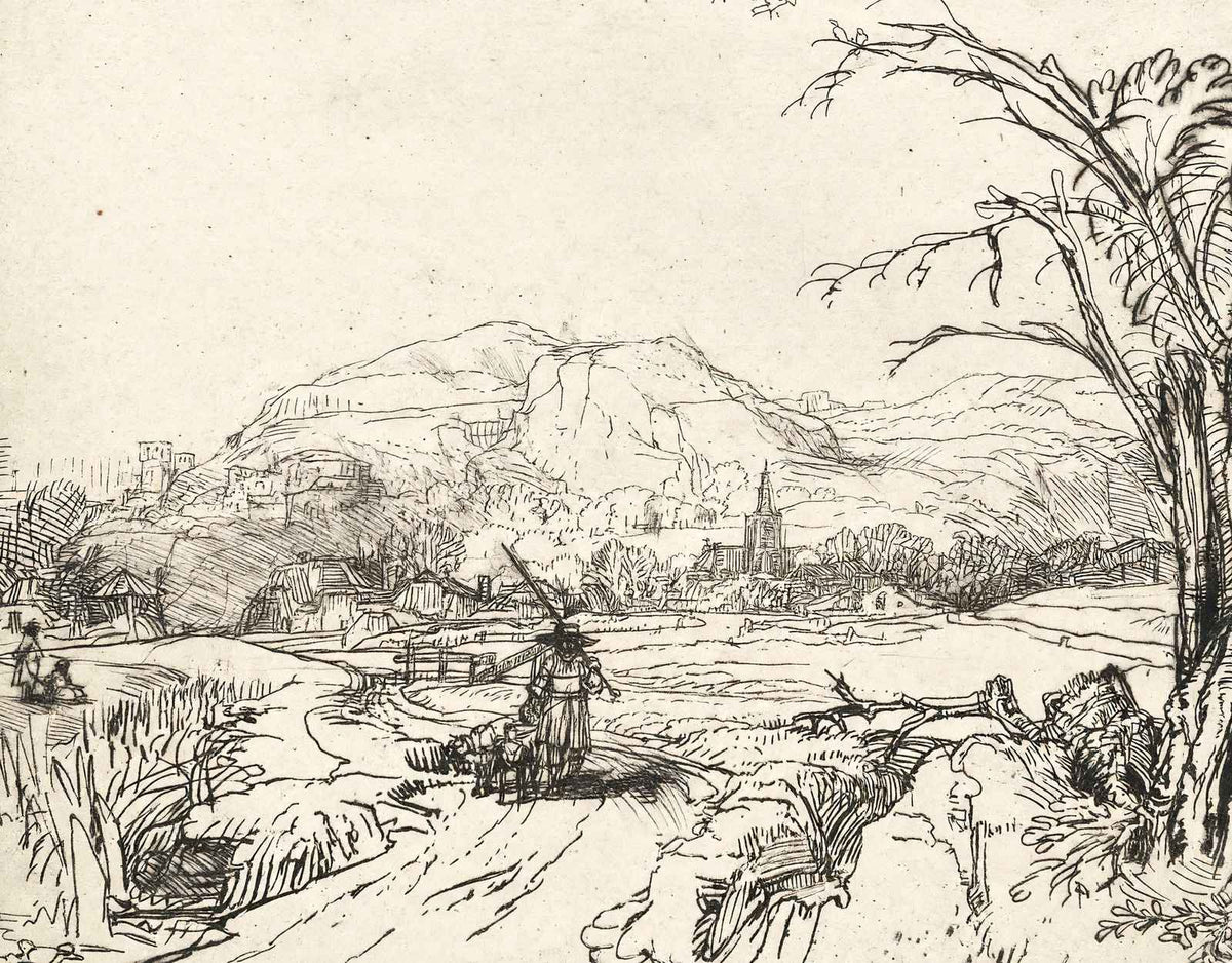 Landscape with a Shepherd and a Dog Art Print 1653 by Rembrandt (6 Sizes)
