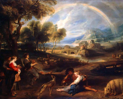 Landscape with a Rainbow Painting by Peter Paul Rubens 8x10" Art Print