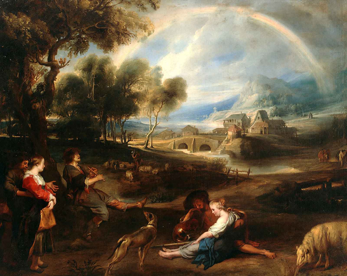 Landscape with a Rainbow painting by Peter Paul Rubens (1635)