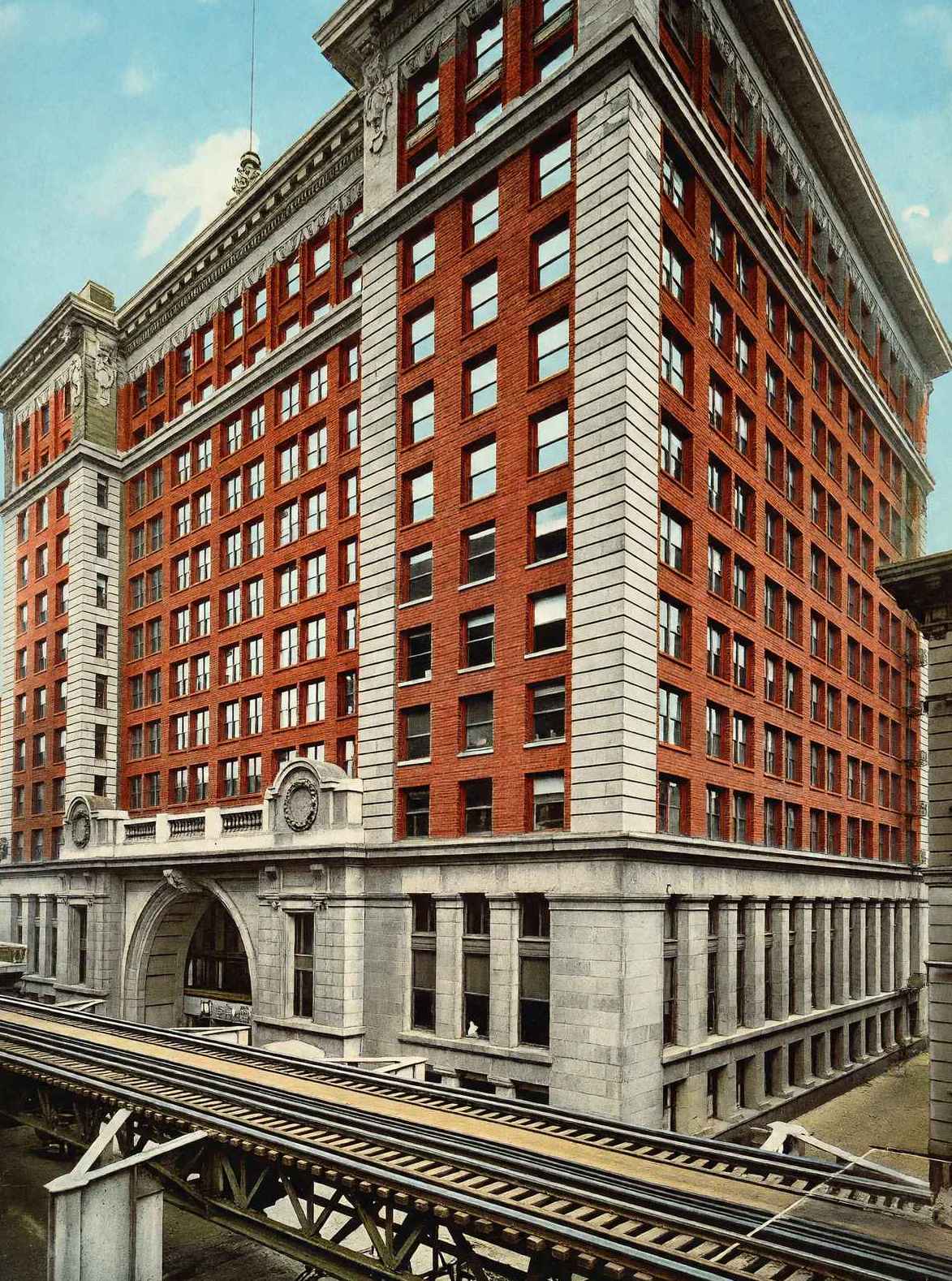 La Salle Street Station Chicago in 1905 Vintage Print (7 Sizes) - Restored