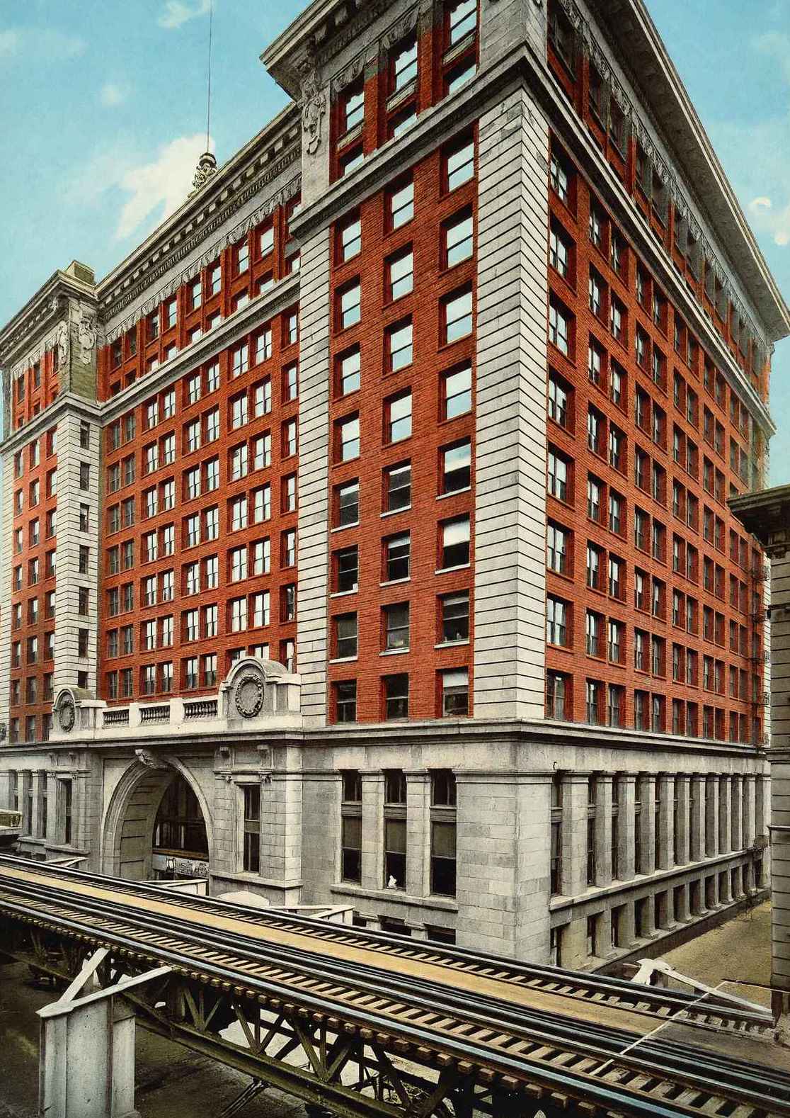 La Salle Street Station Chicago in 1905 Vintage Print (7 Sizes) - Restored