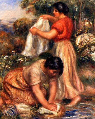 Laundresses fine art print by Pierre-Auguste Renoir (1912)