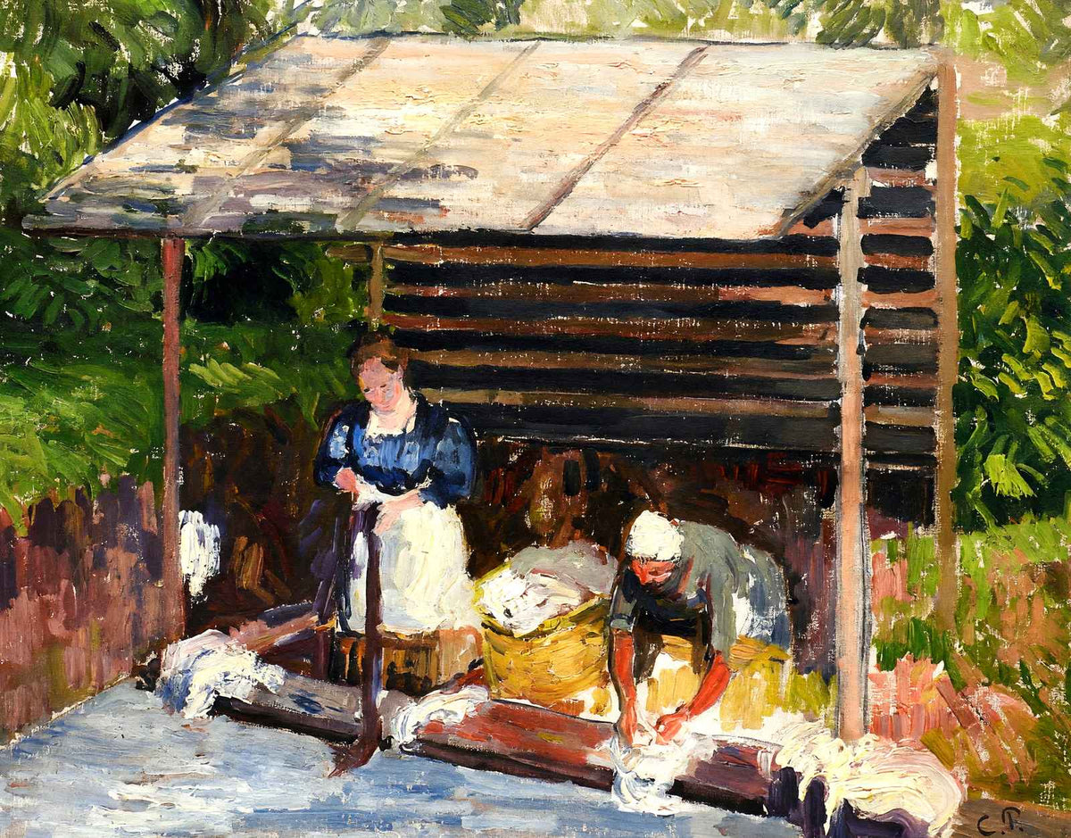 Laundresses at Eragny Art Print 1898 Painting by Camille Pissarro (6 Sizes)