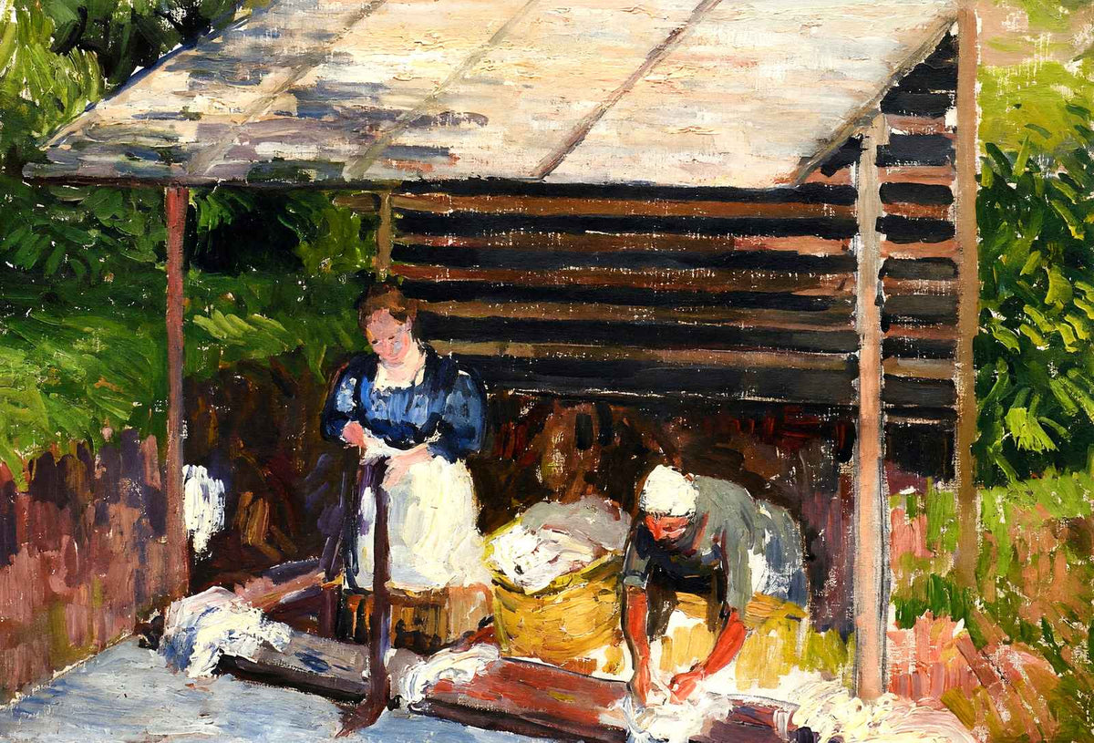 Laundresses at Eragny Art Print 1898 Painting by Camille Pissarro (6 Sizes)