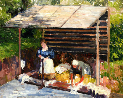 Laundresses at Eragny painting by Camille Pissarro (1898)
