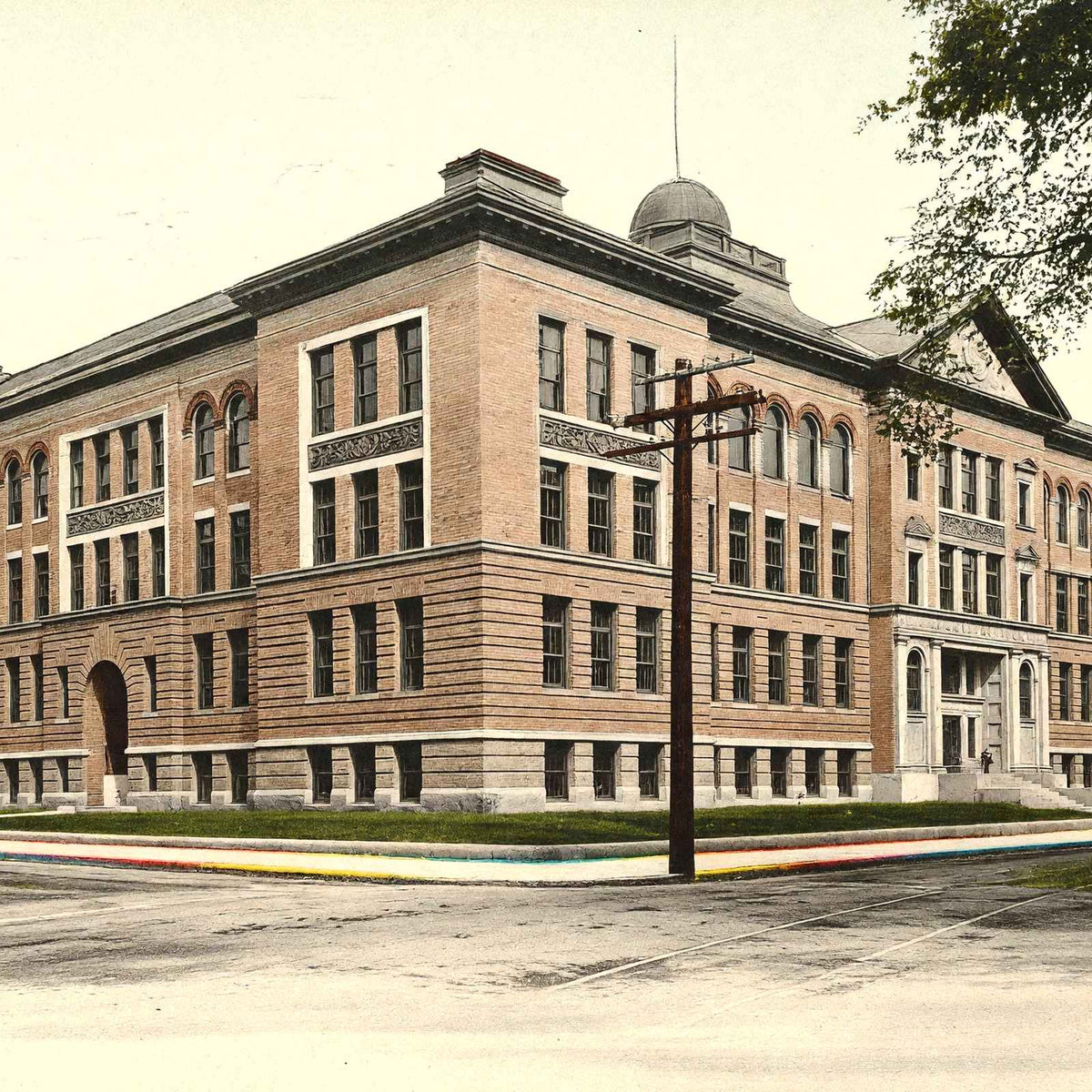 High School, Lawrence, Massachusetts in 1905 Vintage Print (7 Sizes) - Retouched