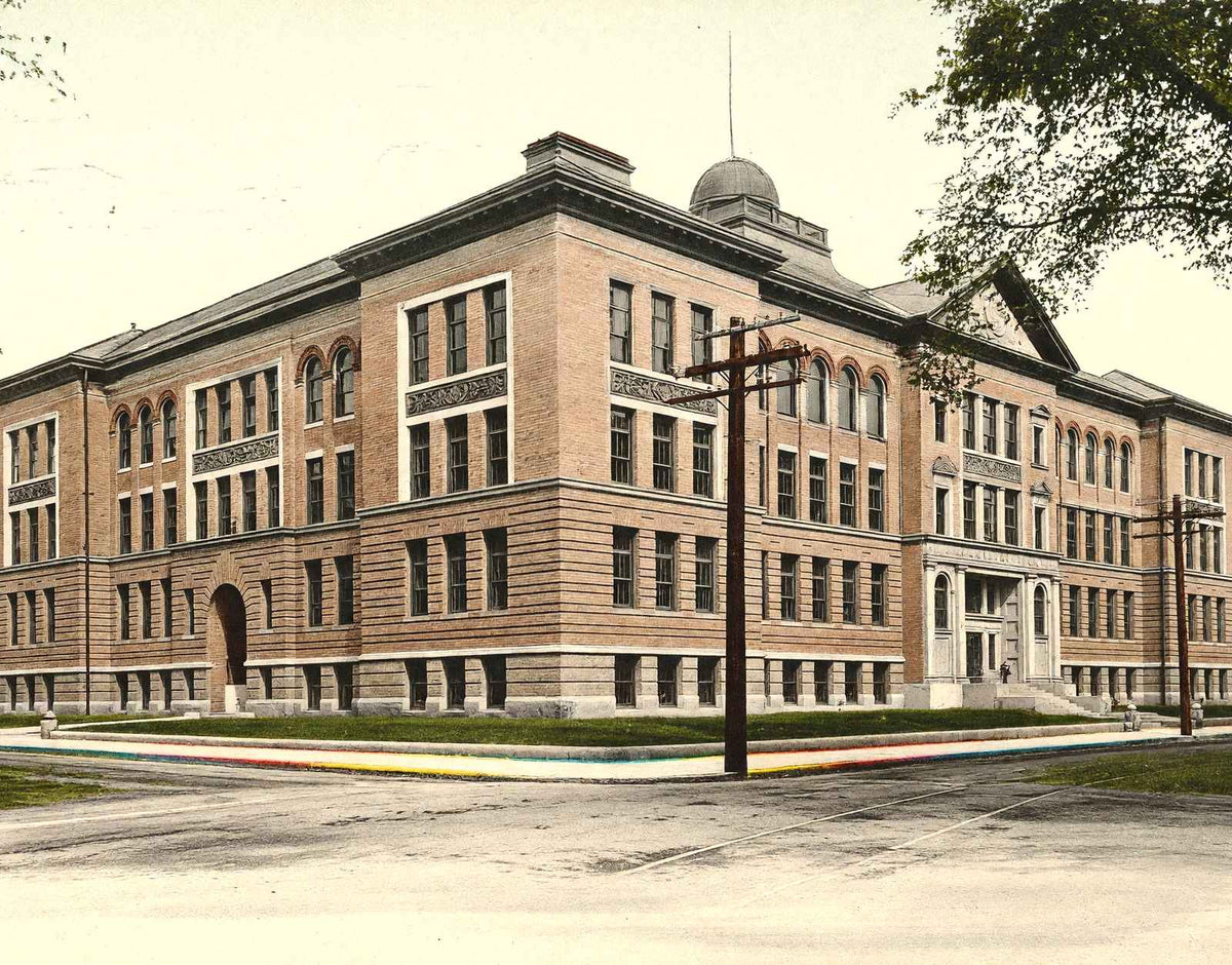 High School, Lawrence, Massachusetts in 1905 Vintage Print (7 Sizes) - Retouched