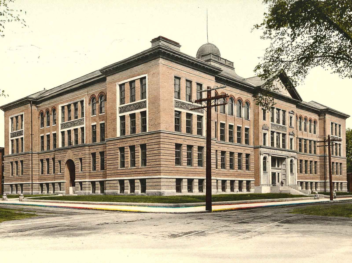 High School, Lawrence, Massachusetts in 1905 Vintage Print (7 Sizes) - Retouched