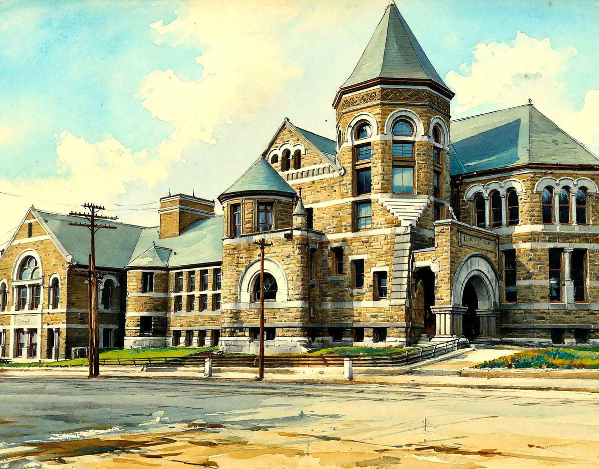 Public Library, Lawrence, Massachusetts in 1905 Art Print (7 Sizes) - Restored