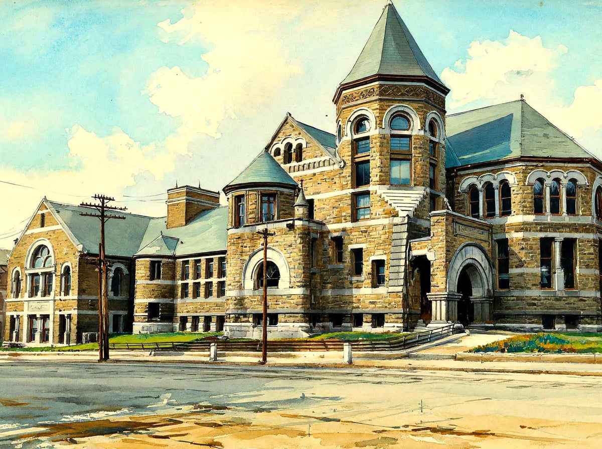 Public Library, Lawrence, Massachusetts in 1905 Art Print (7 Sizes) - Restored