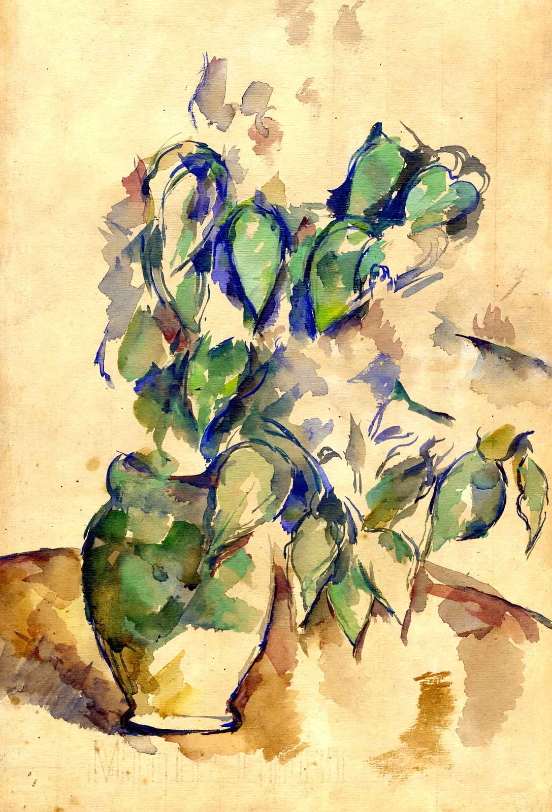 Leaves in a Green Pot Art Print 1902 Painting by Paul Cezanne (6 Sizes)