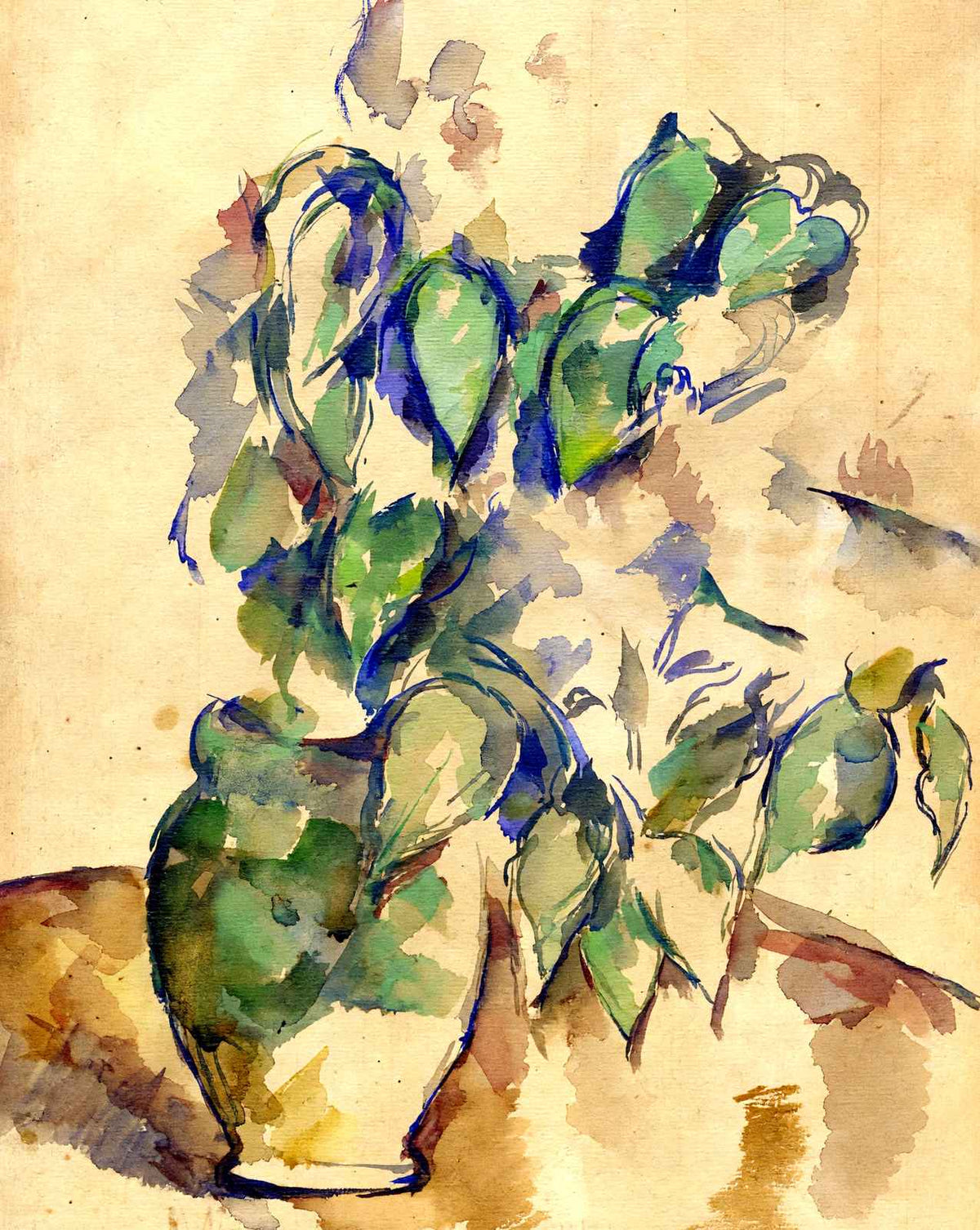 Leaves in a Green Pot fine art print by Paul Cezanne (1902)