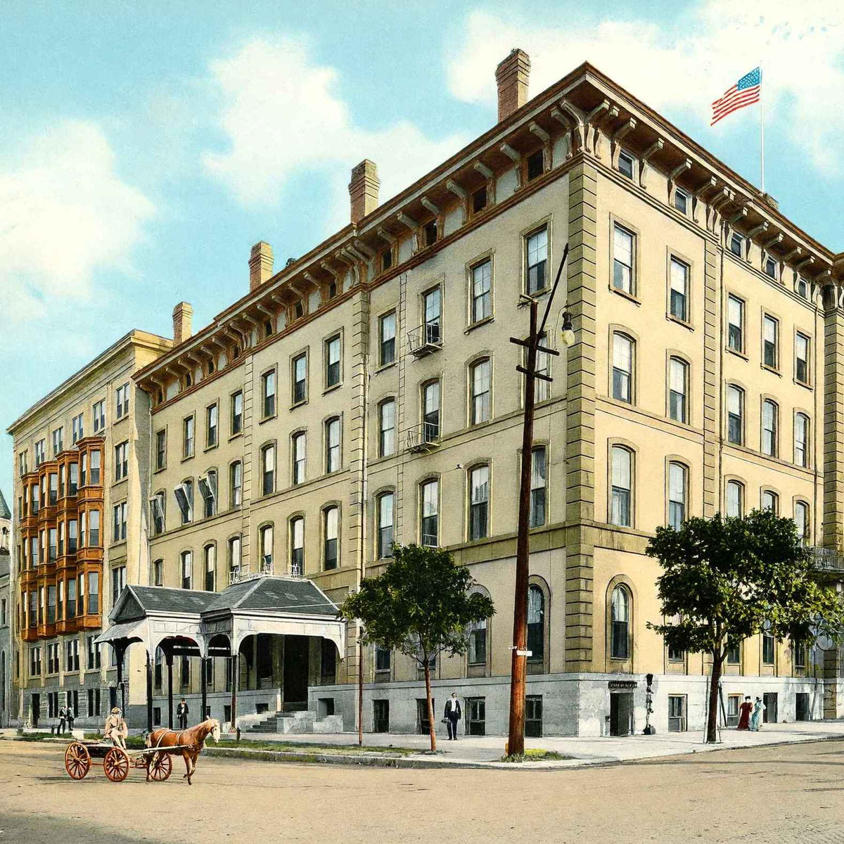 Leland Hotel Springfield Illinois in 1907 Vintage Print (7 Sizes) - Acid Free