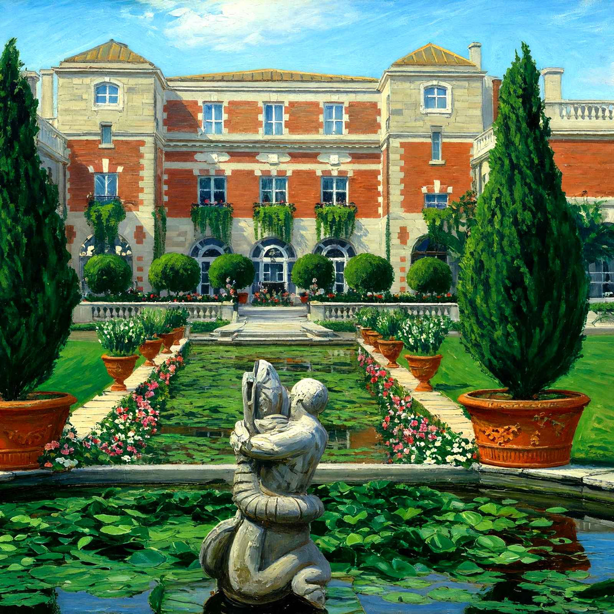 "Bellefontaine" Residence of Giraud Foster, Lenox, MA in 1906 Painting Print