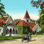 Episcopal Church and Parish House, Lenox, MA in 1906 Vintage Print (7 Sizes)