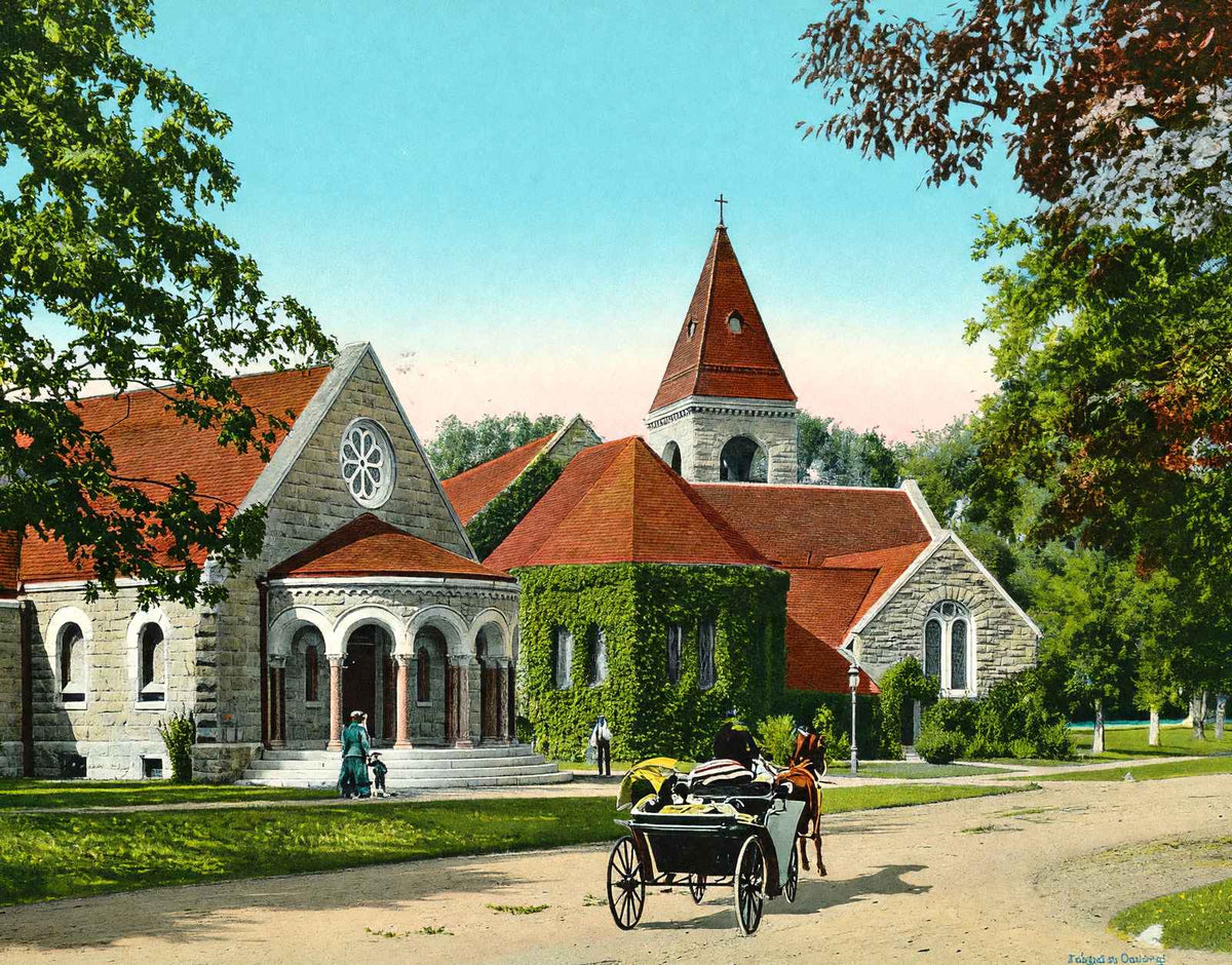 Episcopal Church and Parish House, Lenox, MA in 1906 Vintage Print (7 Sizes)
