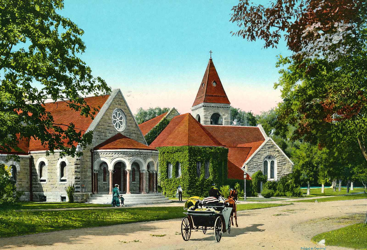 Episcopal Church and Parish House, Lenox, MA in 1906 Vintage Print (7 Sizes)
