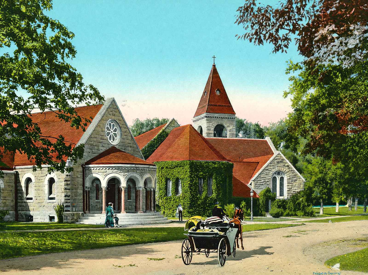 Episcopal Church and Parish House, Lenox, MA in 1906 Vintage Print (7 Sizes)