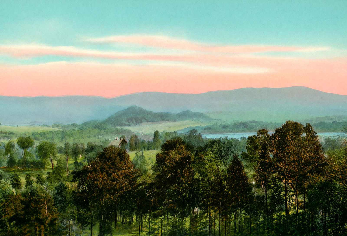 Laurel Lake from Richard Goodman's Residence, Lenox, MA in 1906 Vintage Print