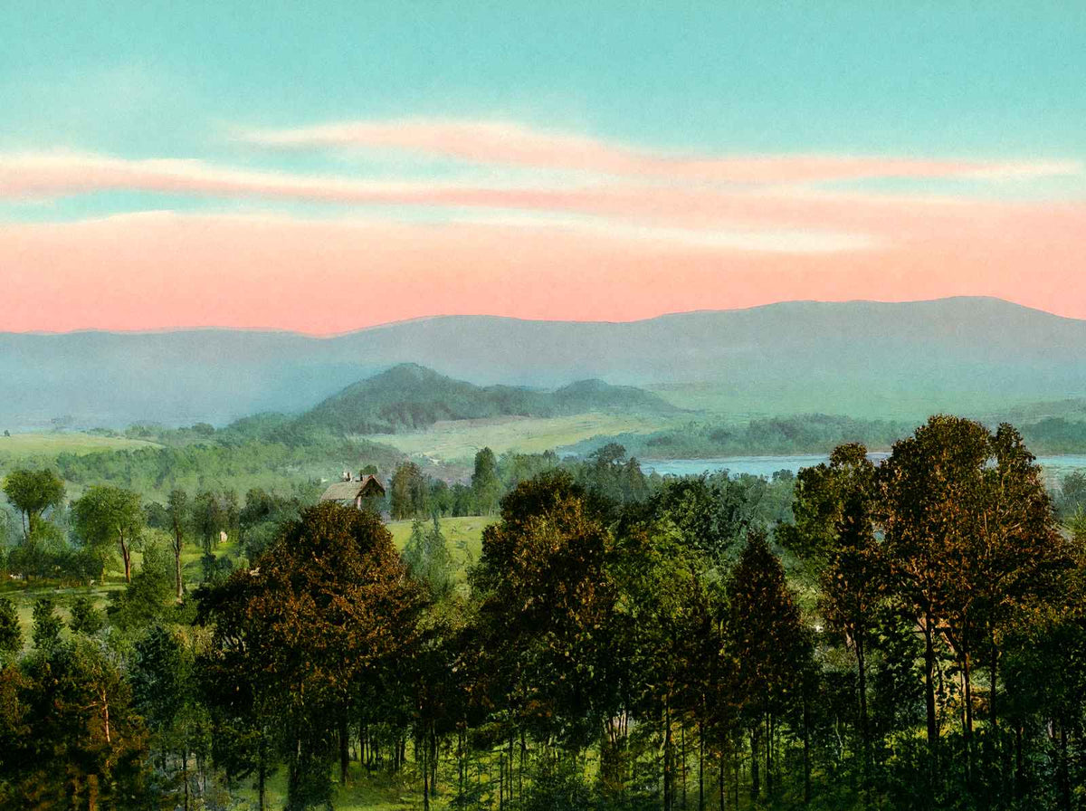 Laurel Lake from Richard Goodman's Residence, Lenox, MA in 1906 Vintage Print