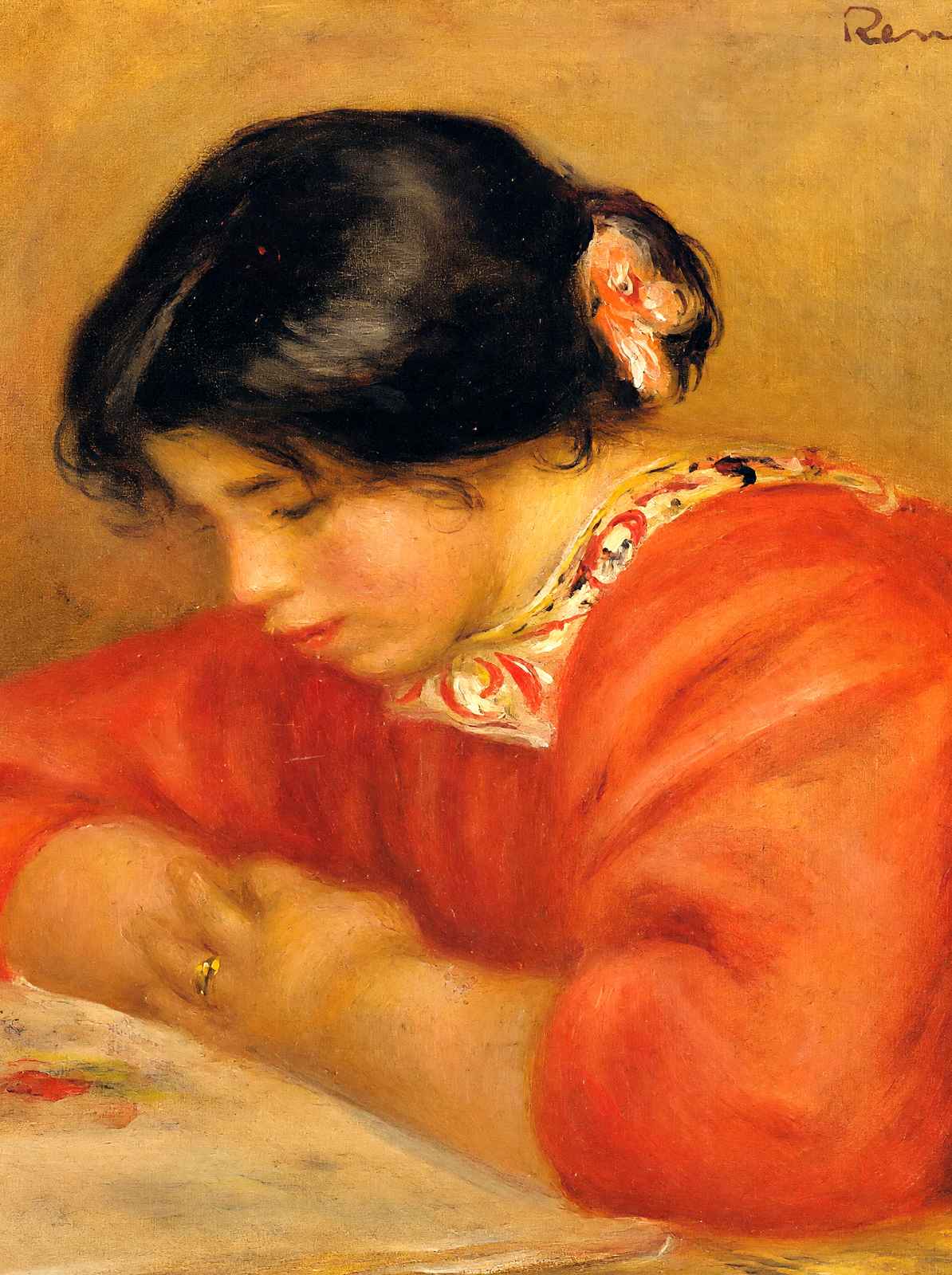 Leontine Reading 1909 Painting by Pierre-Auguste Renoir Art Print (6 Sizes)