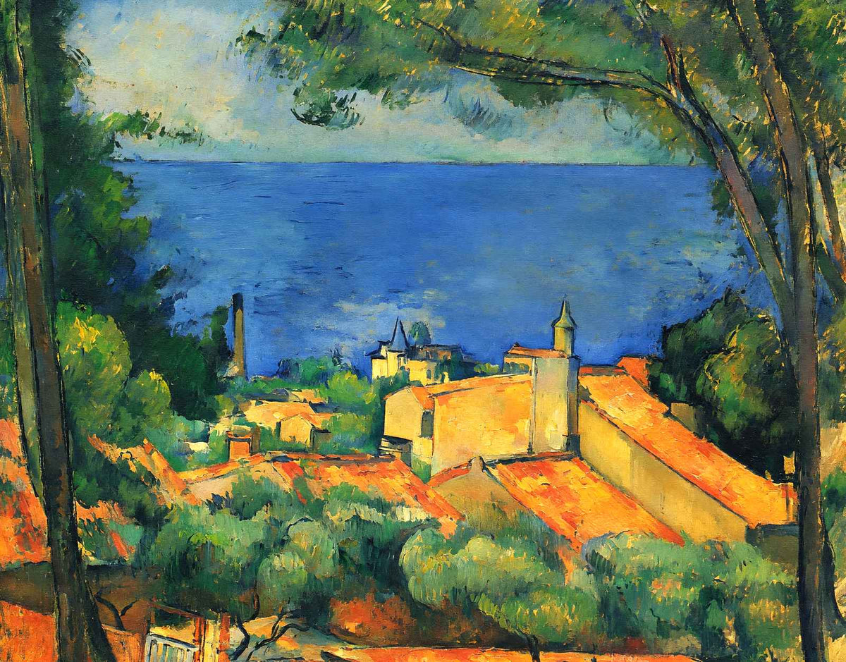 L'Estaque with Red Roofs Art Print 1885 Painting by Paul Cezanne (6 Sizes)