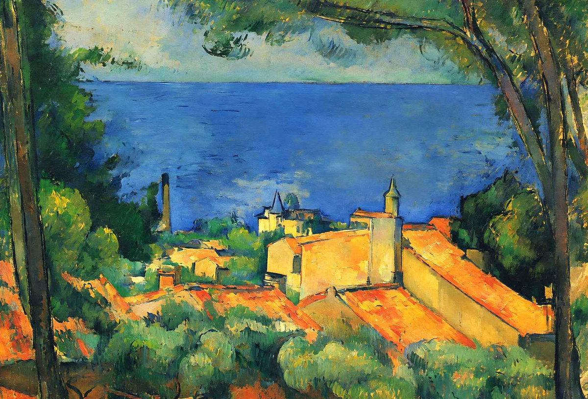 L'Estaque with Red Roofs Art Print 1885 Painting by Paul Cezanne (6 Sizes)