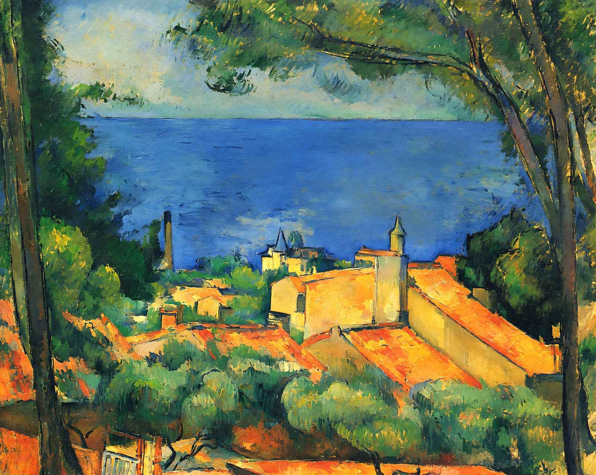 L'Estaque with Red Roofs art print by Paul Cezanne (1885)