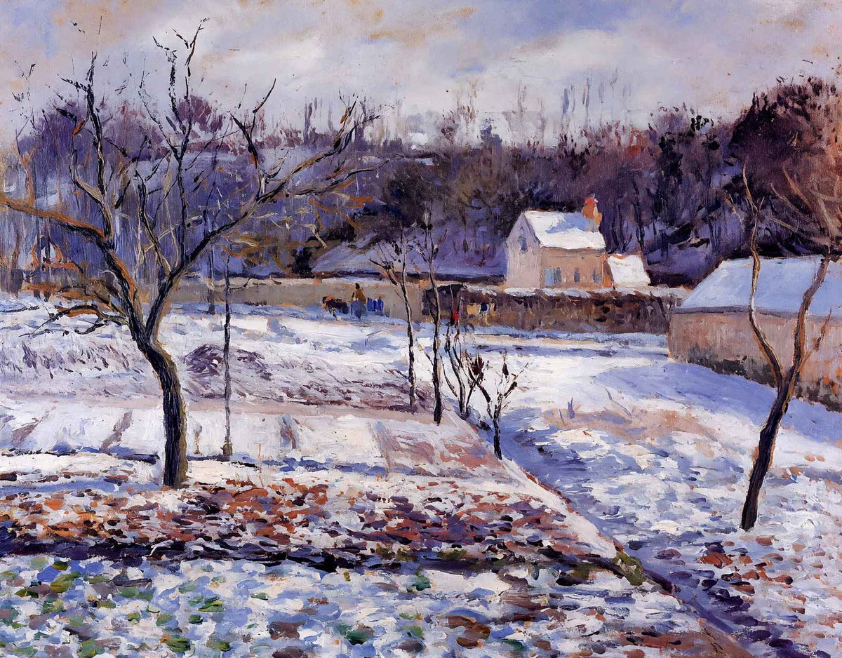 L'Hermitage, Pontoise Snow Effect 1874 by Camille Pissarro Art Print (6 Sizes)