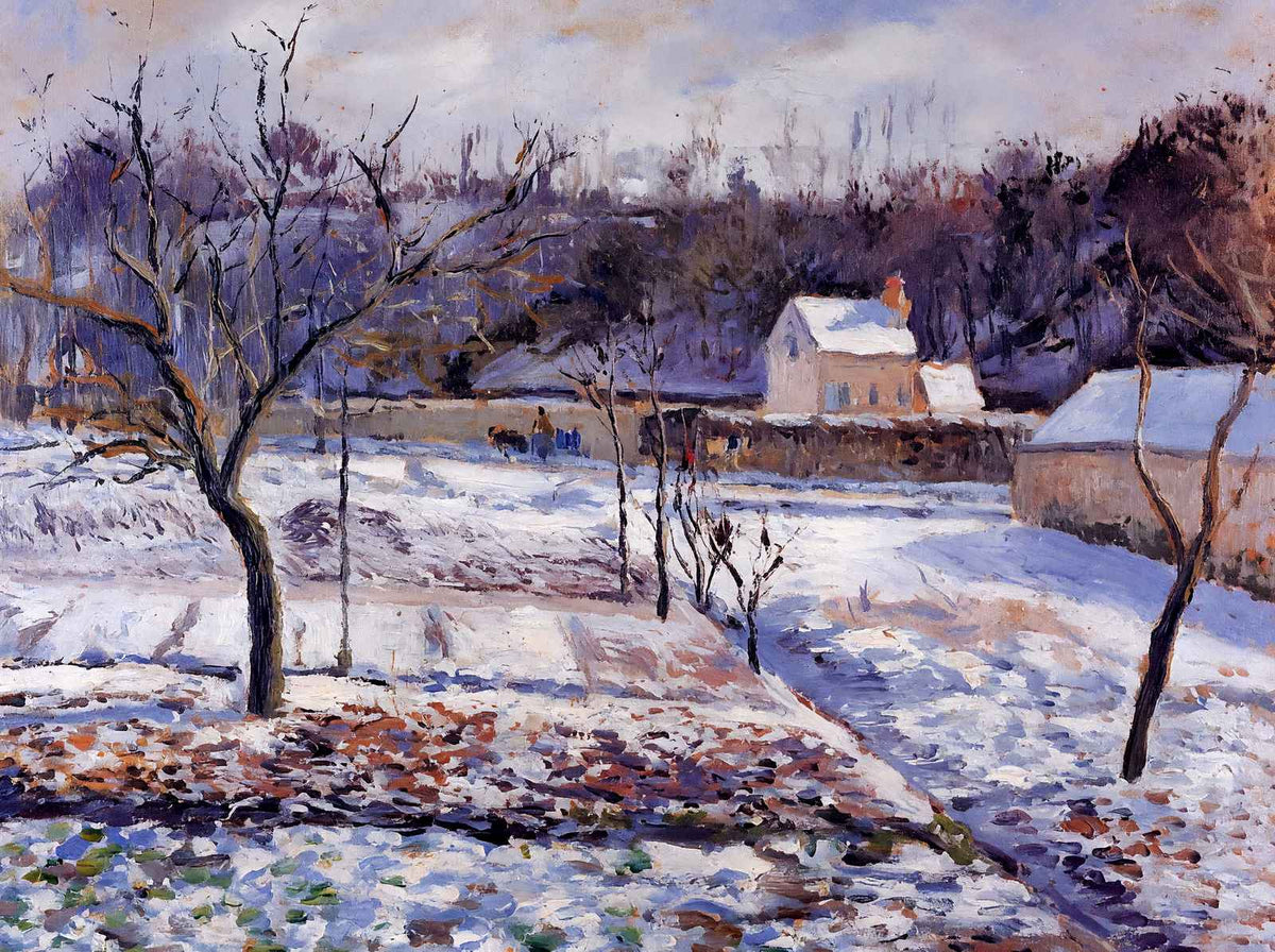L'Hermitage, Pontoise Snow Effect 1874 by Camille Pissarro Art Print (6 Sizes)