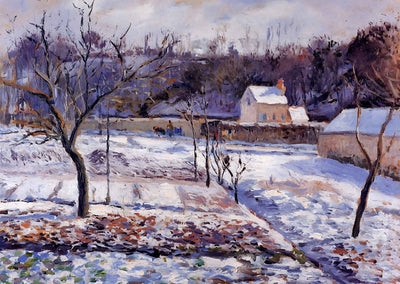 L'Hermitage, Pontoise Snow Effect 1874 by Camille Pissarro Art Print (6 Sizes)