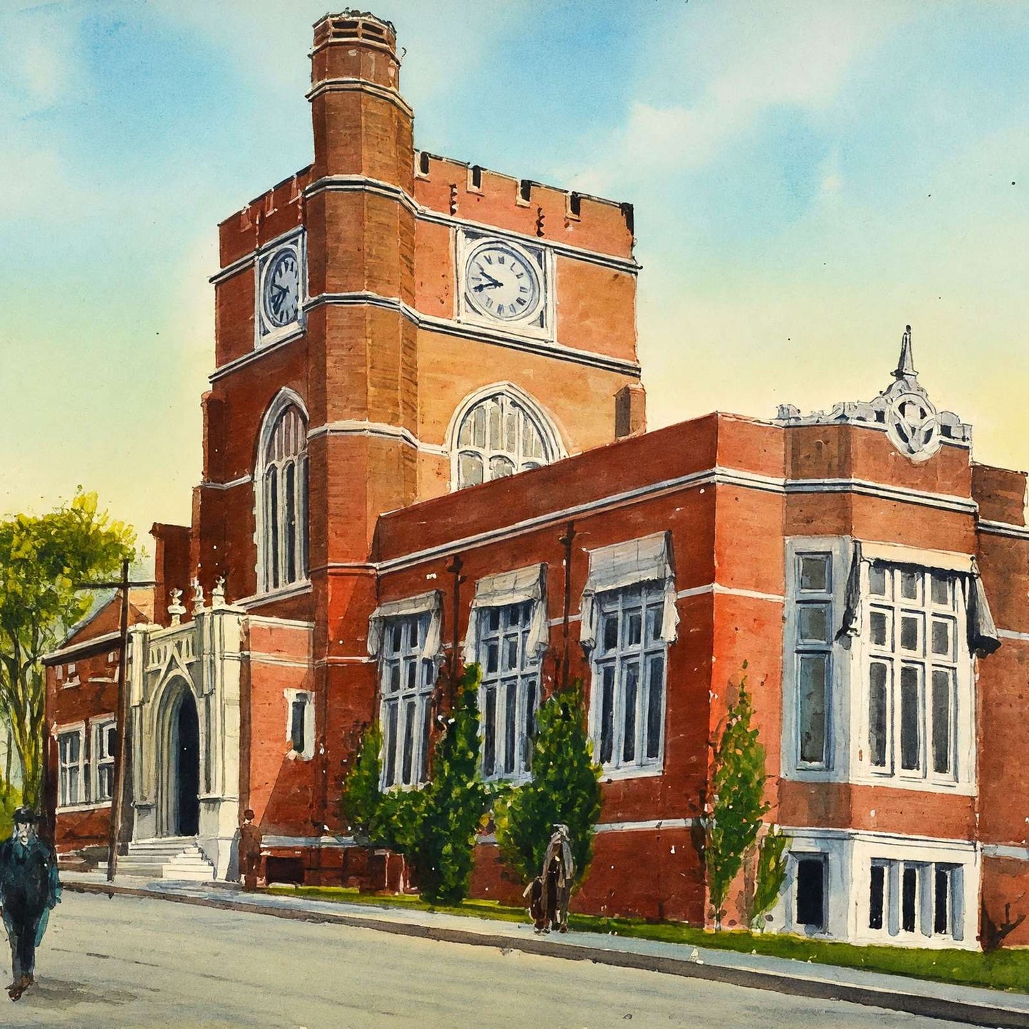 The Library Nashua NH in 1906 Art Print (7 Sizes) - Restored
