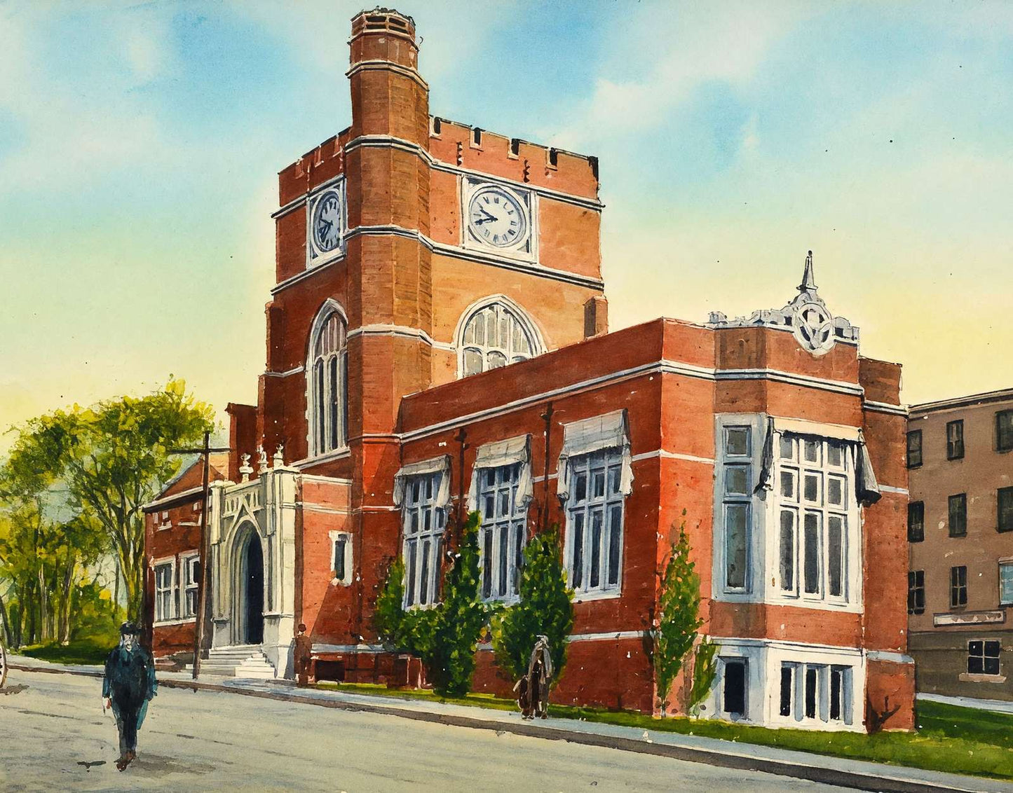 The Library Nashua NH in 1906 Art Print (7 Sizes) - Restored