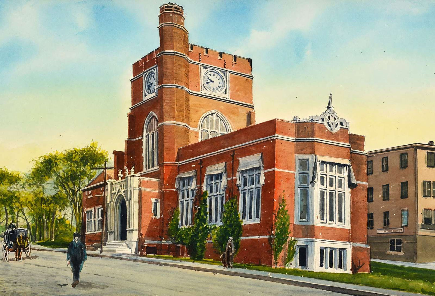 The Library Nashua NH in 1906 Art Print (7 Sizes) - Restored