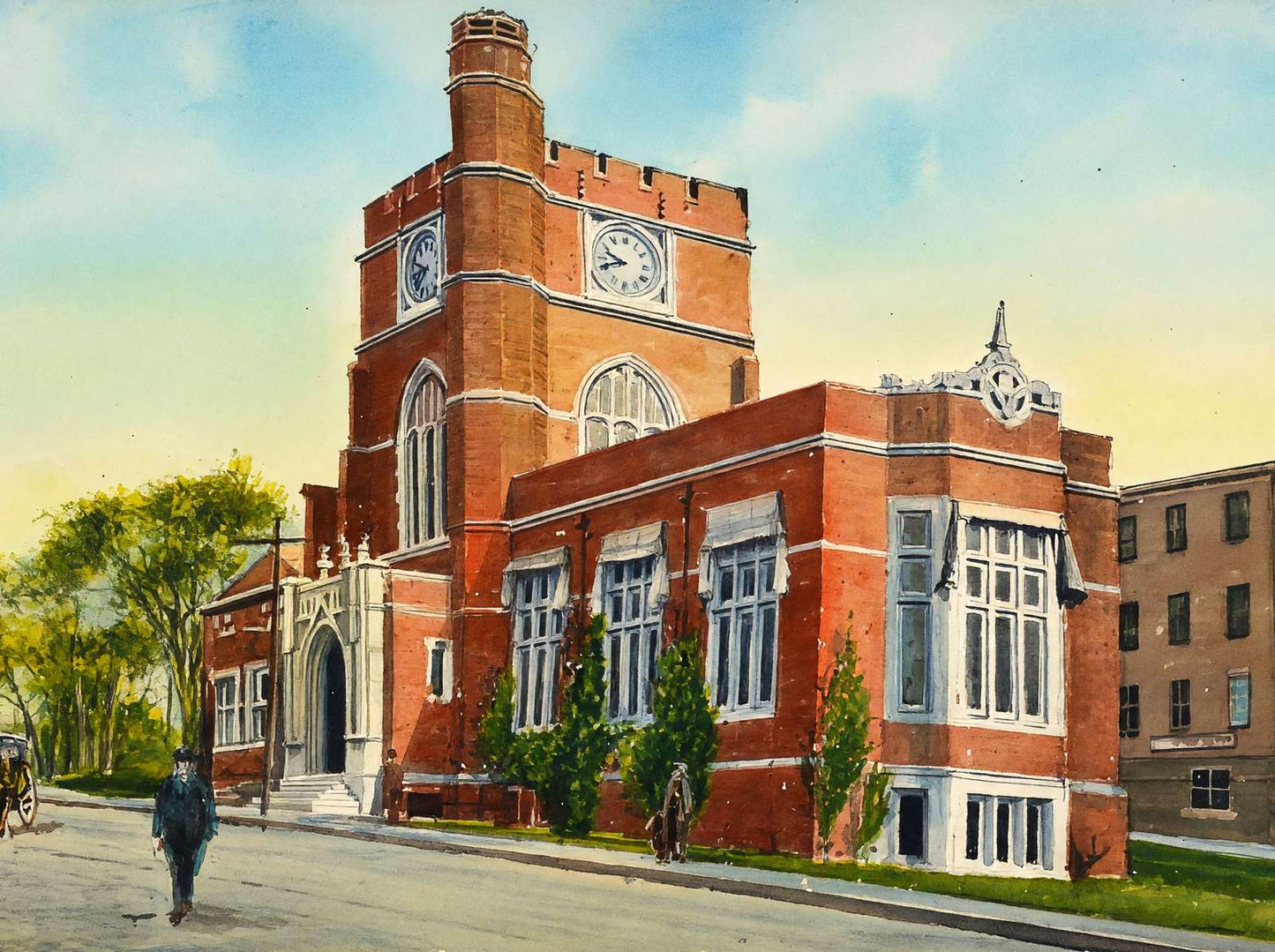 The Library Nashua NH in 1906 Art Print (7 Sizes) - Restored