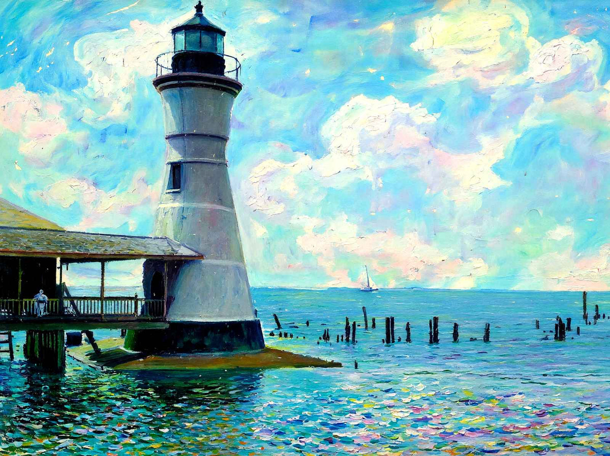 Lighthouse on Lake Pontchartrain New Orleans in 1905 Art Print (7 Sizes)