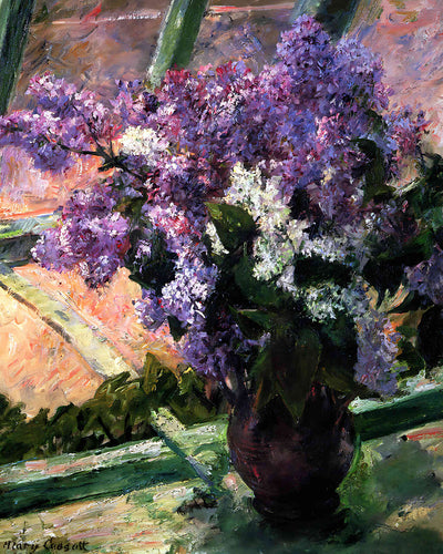 Lilacs in a Window Painting by Mary Cassatt 8x10" Art Print (Archival Paper)