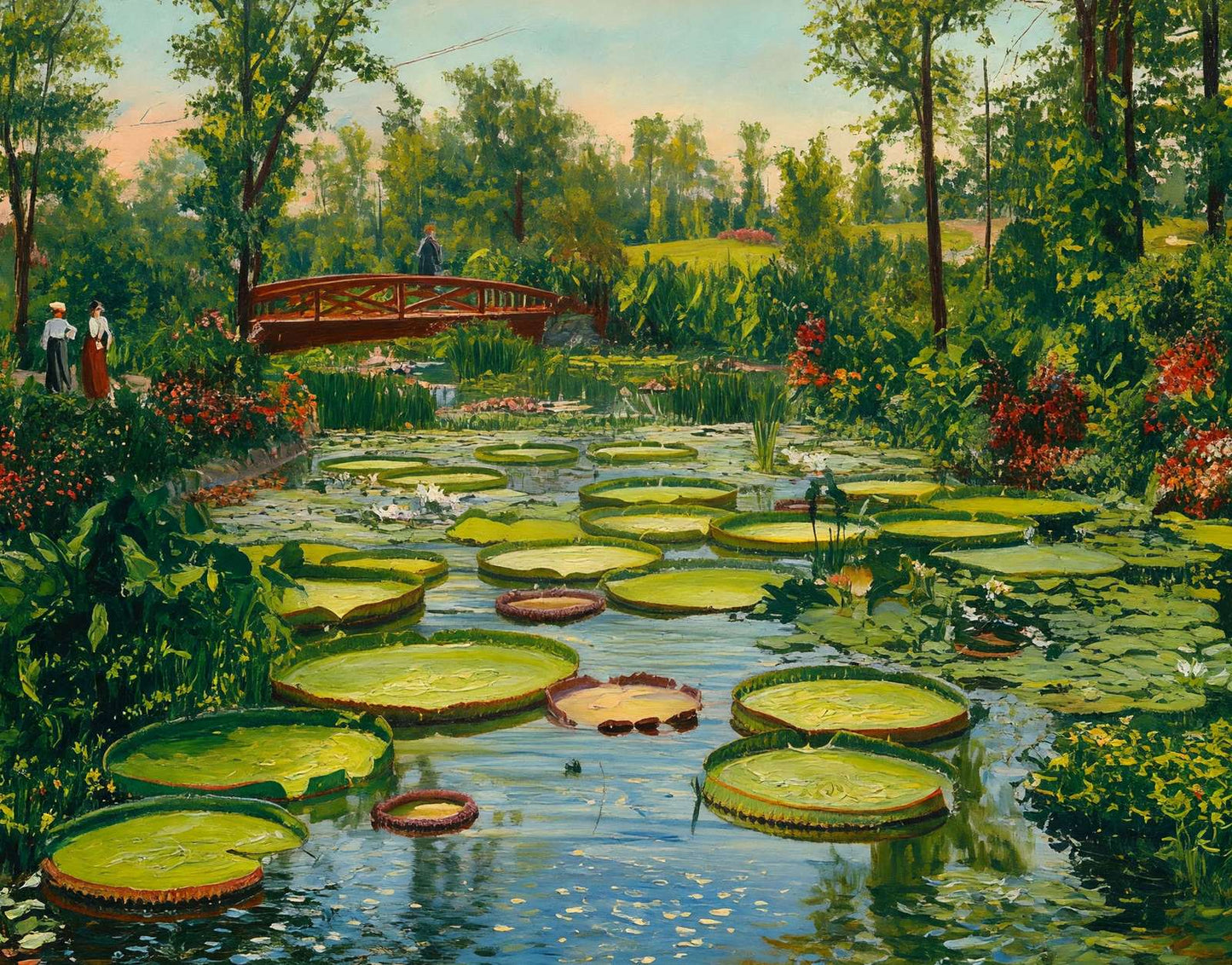 Lily Pond Como Park St Paul in 1906 Art Print (7 Sizes) - Retouched
