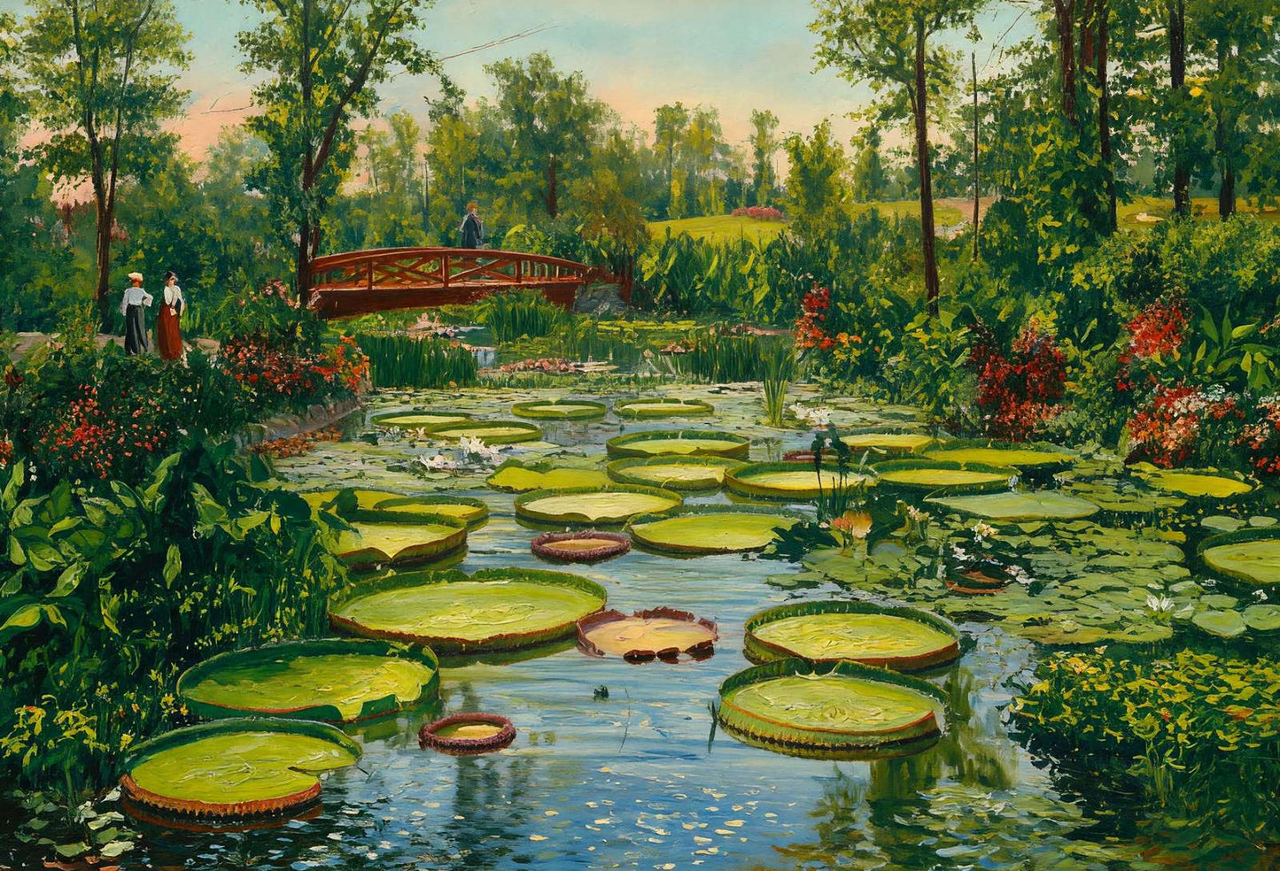 Lily Pond Como Park St Paul in 1906 Art Print (7 Sizes) - Retouched