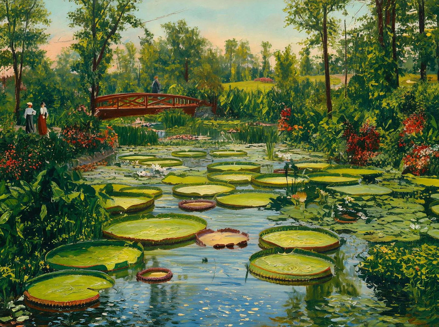 Lily Pond Como Park St Paul in 1906 Art Print (7 Sizes) - Retouched