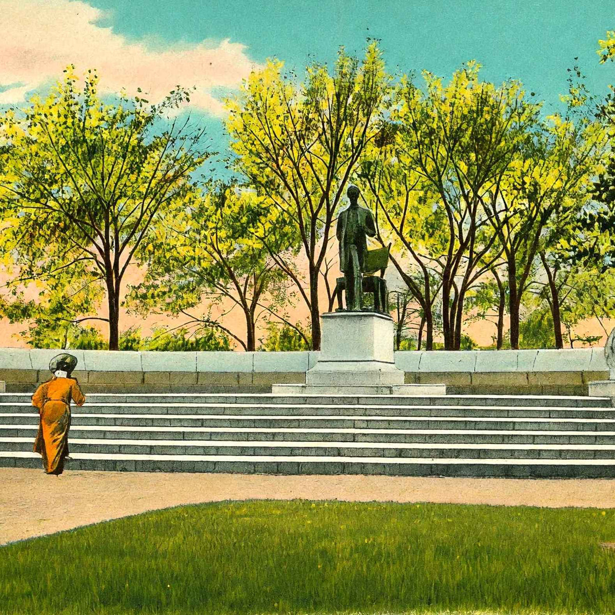 Lincoln Monument Lincoln Park Chicago in 1905 Vintage Print (7 Sizes)