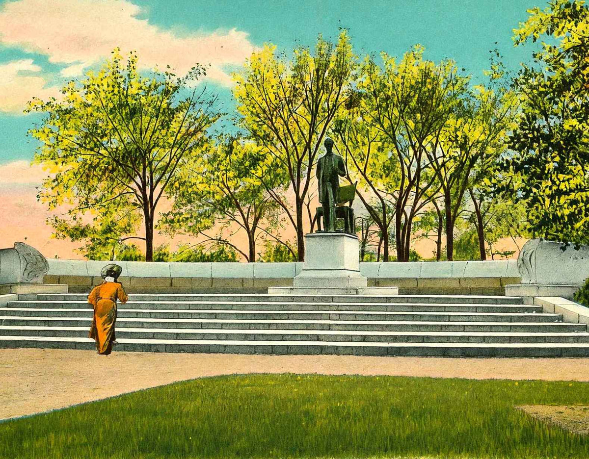 Lincoln Monument Lincoln Park Chicago in 1905 Vintage Print (7 Sizes)