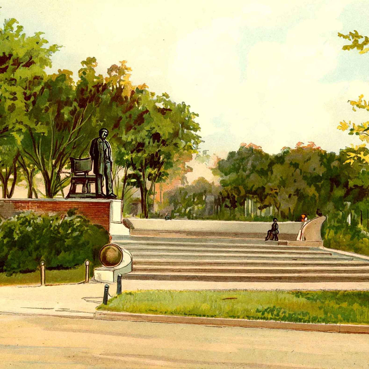 Lincoln Monument Lincoln Park Chicago Vintage Print (7 Sizes) - Acid Free