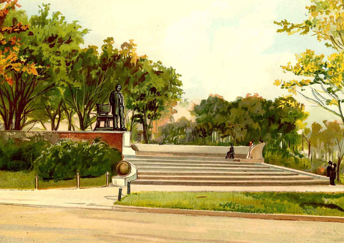 Lincoln Monument Lincoln Park Chicago Vintage Print (7 Sizes) - Acid Free