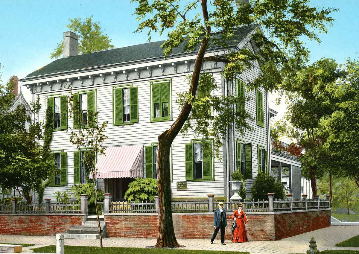 Lincoln's Home Springfield Illinois in 1907 Vintage Print (7 Sizes) - Restored