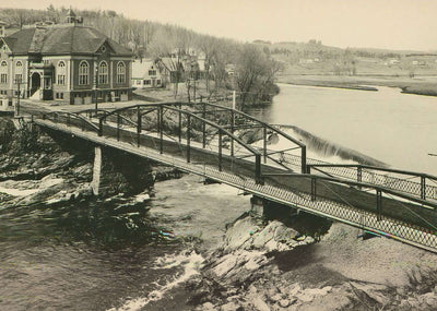 Opera House Bridge and Falls Lisbon NH in 1906 Vintage Print (7 Sizes)