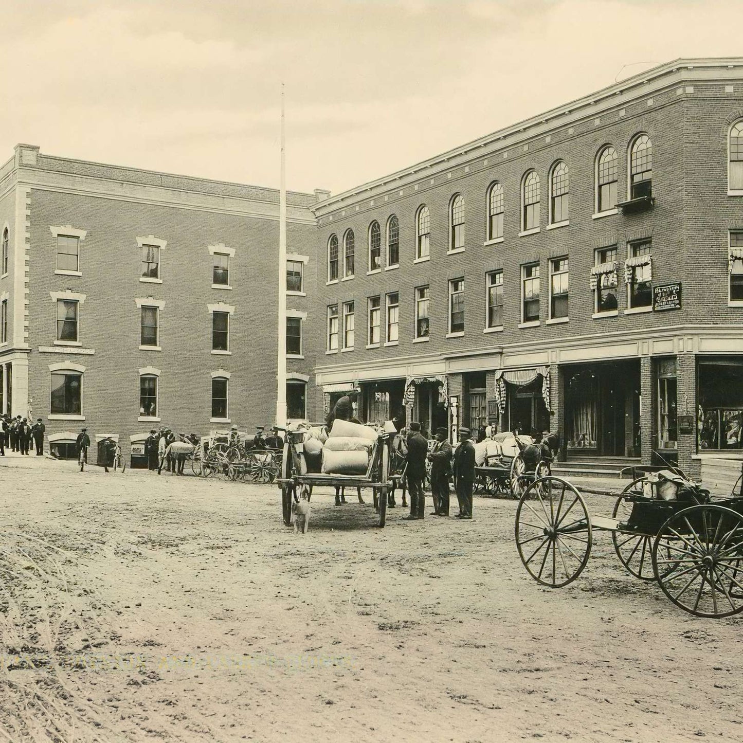Bank Boynton and Parker Blocks Lisbon NH in 1906 Vintage Print (7 Sizes)